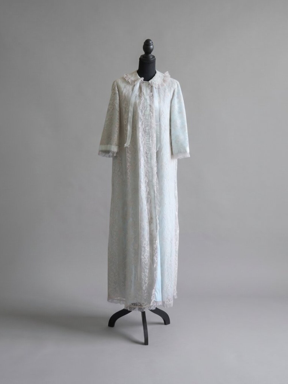 Vintage Odette Barsa Blue Peignoir Set Full Length Matching Nightgown & Robe